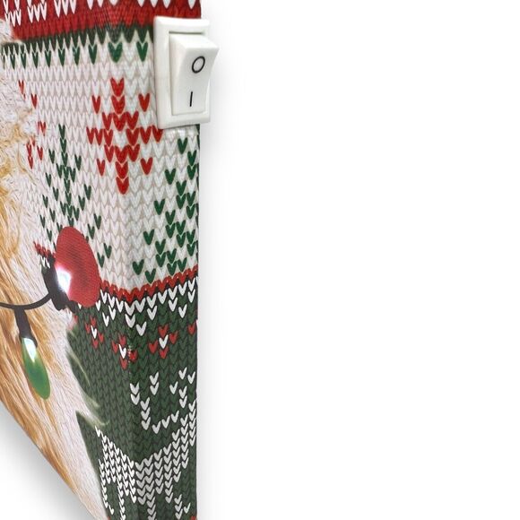 LED Christmas Dog Labradoodle Light-Up Canvas Picture Wall Art Decor 15x19" - Picture 8 of 13